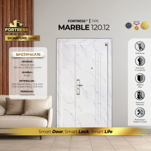 Pintu Fortress Tipe MARBLE 120.12 WHITE Motif Marmer Berbahan Baja
